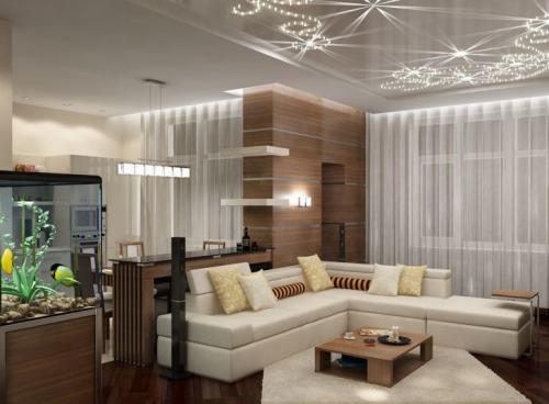 Виды гардин под натяжной потолок. Шторы под натяжной потолок — особенности оформления и подбора штор для интерьеров (135 фото)