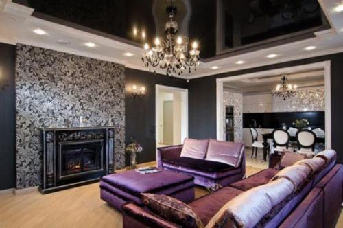 Черный потолок натяжной. В каких помещениях применять