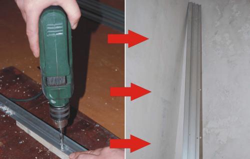 Установка алюминиевого багета для натяжного потолка. Алюминий