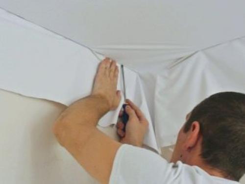 Установка натяжного потолка по гарпунно-багетной технологии. Технологические особенности 02 Установка натяжного потолка по гарпунно-багетной технологии. Технологические особенности 02